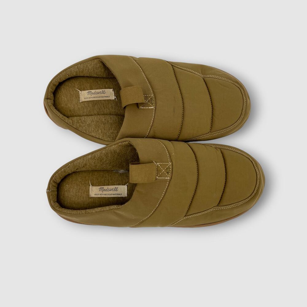 Madewell Quilted Puffer Slip-On Slippers Olive Size 11